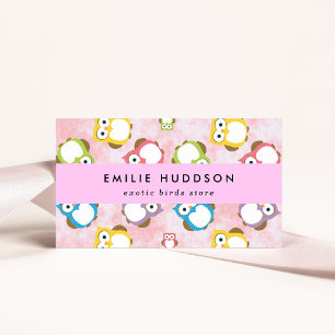 Cute Owls, Owl Pattern, Pet Shop, Bird Store Business Card