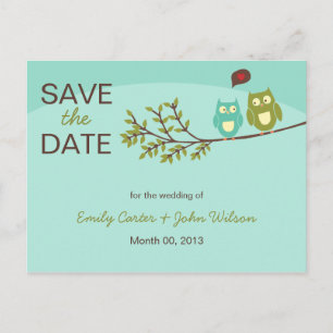 Cute Owls Save the Date Postcard