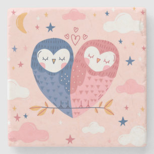 Cute Owls Stone Coaster