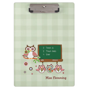 Cute Owls Teacher Appreciation Custom Name Clipboard