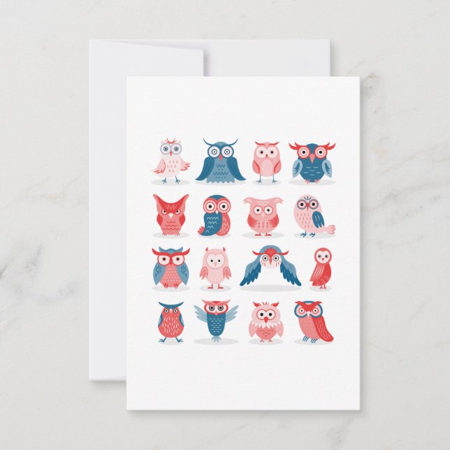 Cute Owls Thank You Card (Front)