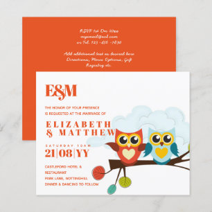Cute OWLS Themed Wedding Blue Orange
