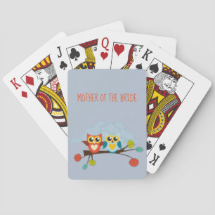 Cute OWLS Themed Wedding Blue Orange Playing Cards