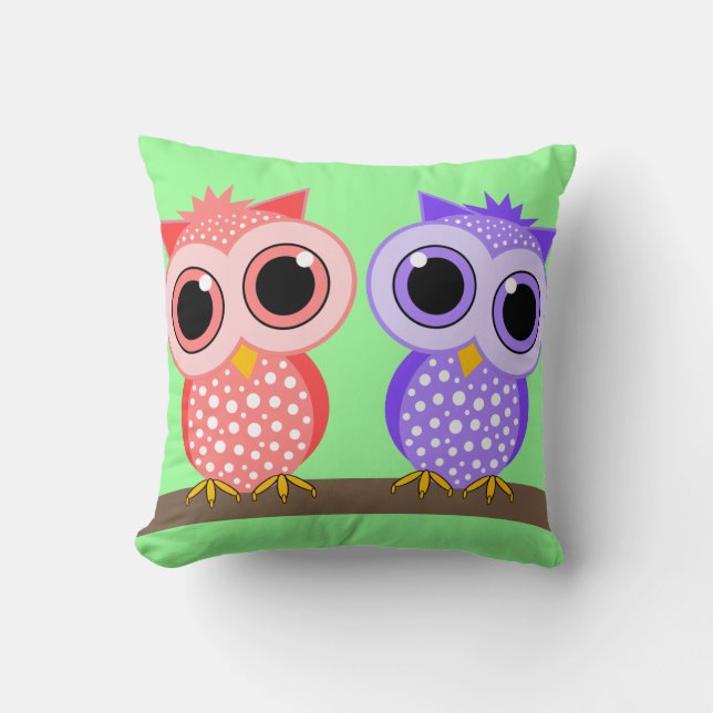 cute owls throw pillow (Front)