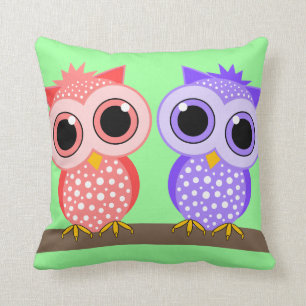 cute owls throw pillow