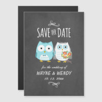 Cute Owls Wedding Chalkboard Style Save the Date