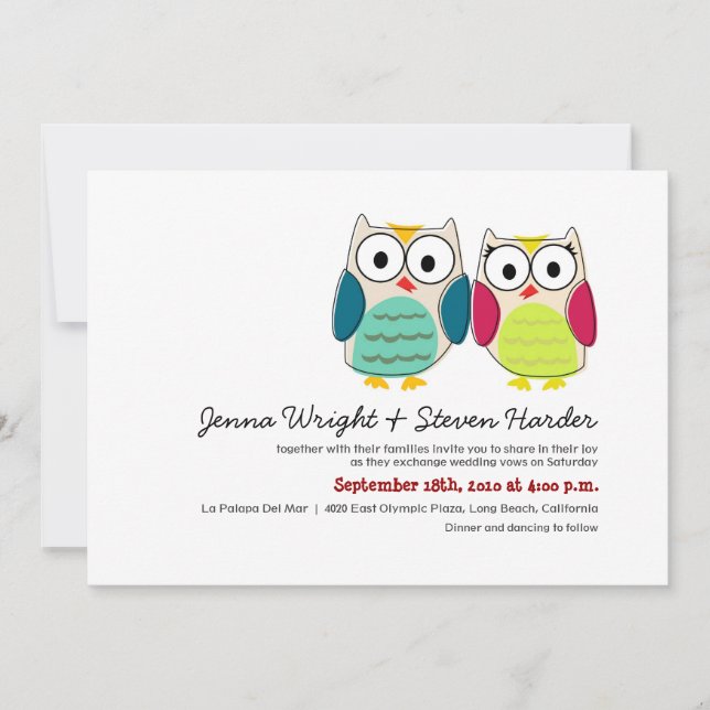 Cute Owls Wedding Invitation (Front)