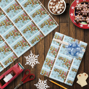 Cute Owls Winter Snowflakes Wrapping Paper