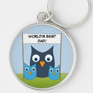 Cute Owls - "World's best Dad!" - Father's Day Keychain