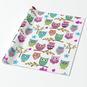 cute owls wrapping paper