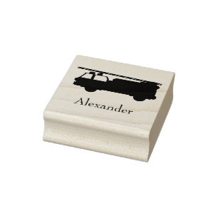 Cute Own Name Firetruck Custom Initial Rubber Stamp