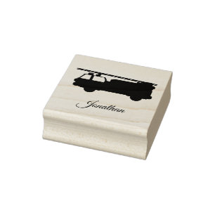 Cute Own Name Firetruck Custom Rubber Stamp
