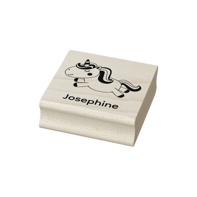 Cute Own Name Unicorn Custom Rubber Stamp (Stamp)