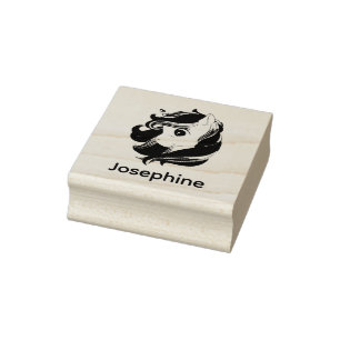 Cute Own Name Unicorn Custom Rubber Stamp