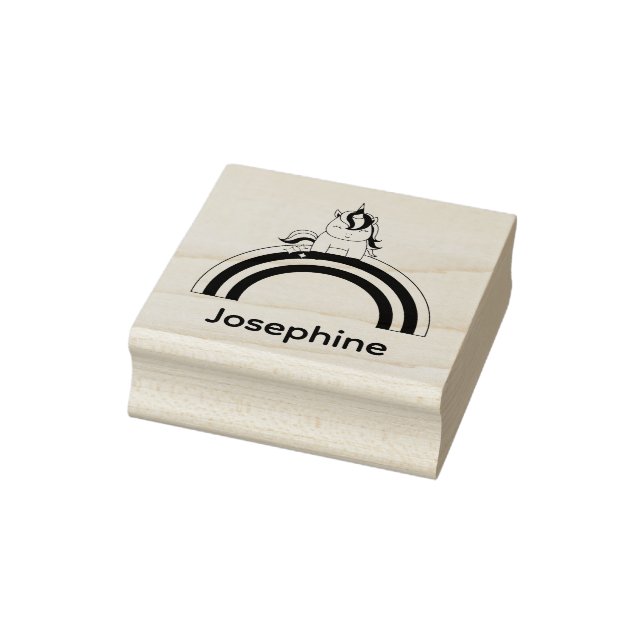 Cute Own Name Unicorn Custom Rubber Stamp (Stamp)