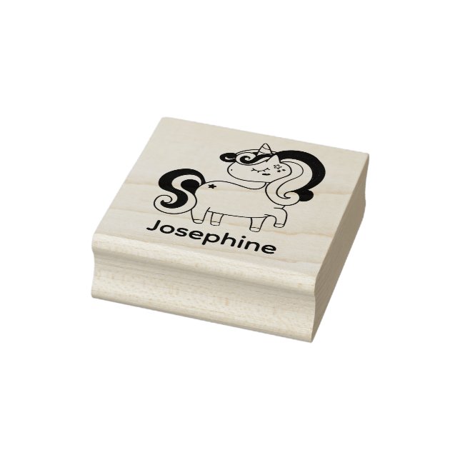 Cute Own Name Unicorn Custom Rubber Stamp (Stamp)
