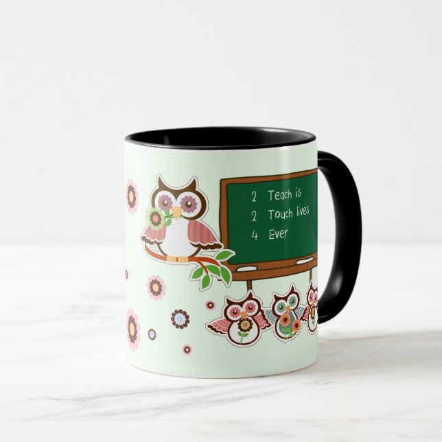 Cute Ows Nom personnalisé Mug pour enseignant (Devant droit)
