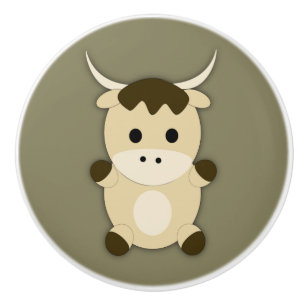 Cute Ox Ceramic Knob