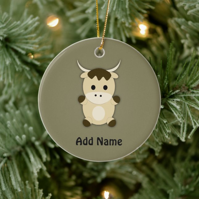 Cute Ox Ceramic Ornament (Tree)
