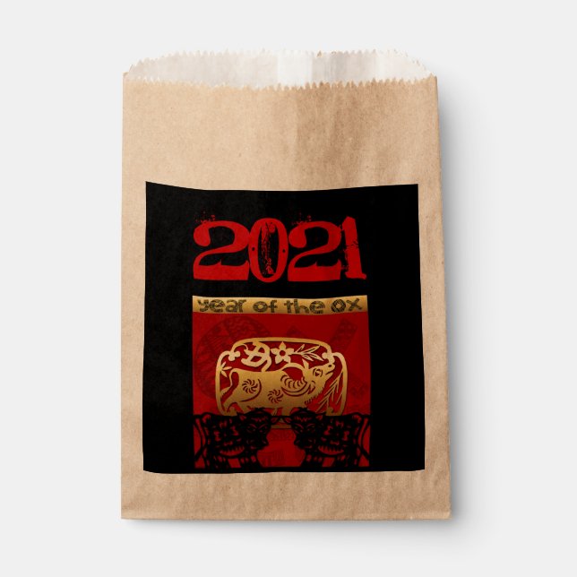 Cute Ox Chinese Year 2021 Zodiac Birthday CFB Favour Bag (Front)