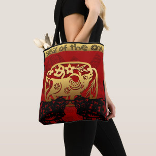 Cute Ox Chinese Year Zodiac Birthday Tote Bag