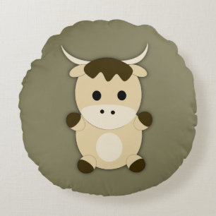 Cute Ox Round Pillow