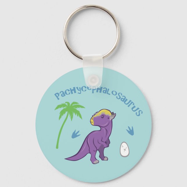 Cute Pachycephalosaurus Keychain (Front)