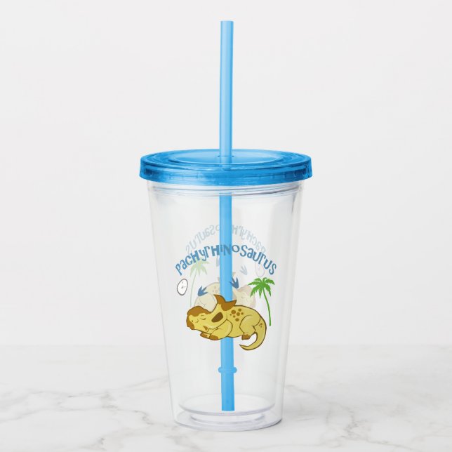 Cute Pachyrhinosaurus Acrylic Tumbler (Front)