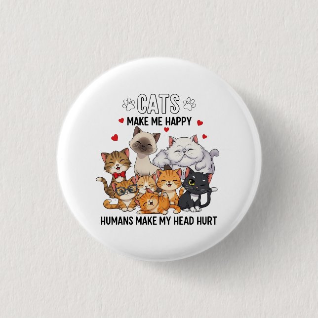 Cute Pack of Happy Cats 1 Inch Round Button (Front)