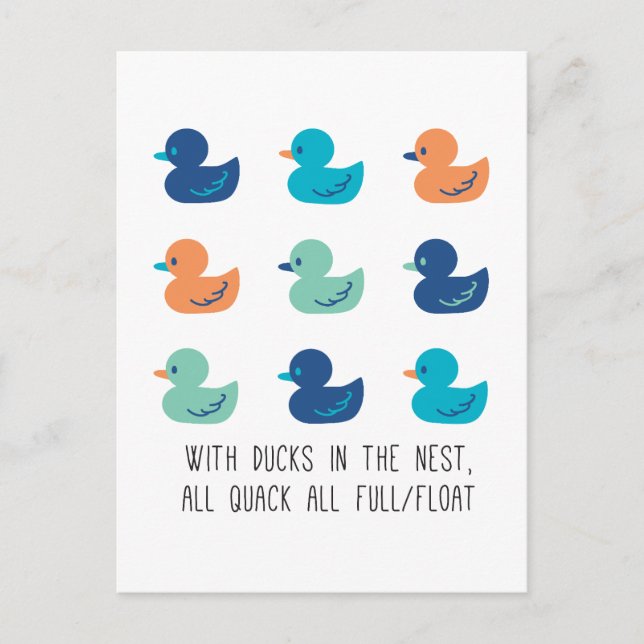 Cute Paddling of Ducks Art III Postcard (Front)