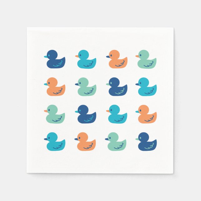 Cute Paddling of Ducks Art Throw Pillow Napkin (Front)