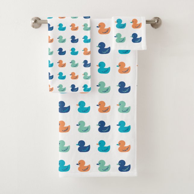 Cute Paddling of Ducks Pattern Bath Towel Set (Insitu)