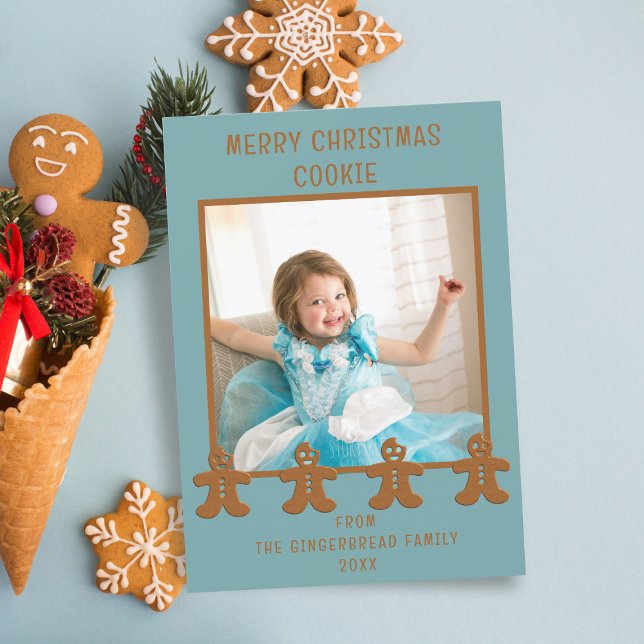 Cute pain d'épices homme photo Noël Carte de vacan (Merry Christmas! Just add your little cookie to this holiday card and add your name)
