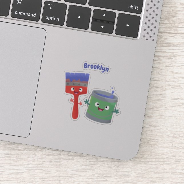 Cute paintbrush and paint cartoon characters (Detail)