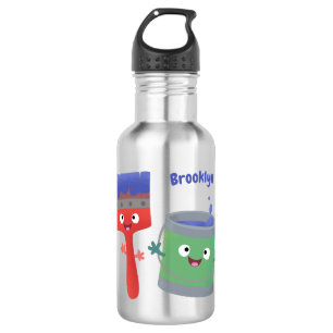 Cute paintbrush and paint cartoon characters  532 ml water bottle