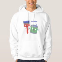 Cute paintbrush and paint cartoon characters