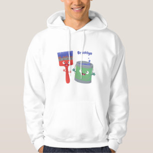 Cute paintbrush and paint cartoon characters hoodie