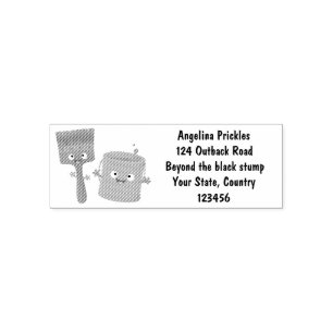 Cute paintbrush and paint cartoon characters self-inking stamp