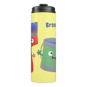 Cute paintbrush and paint cartoon characters thermal tumbler