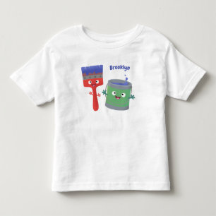 Cute paintbrush and paint cartoon characters toddler t-shirt