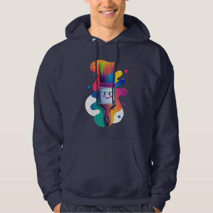 Cute Paintbrush Character with Colourful Paint Spl Hoodie