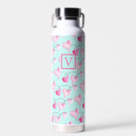 Cute Painted Hearts Monogram Water Bottle<br><div class="desc">This personalized insulated bottle is a cute and stylish gift, featuring a charming watercolor heart pattern in soft pinks over a light teal background. Perfect for keeping summer drinks cold or adding warmth during cooler months, this custom bottle makes a thoughtful Valentine’s gift for her, a special bride gift, or...</div>