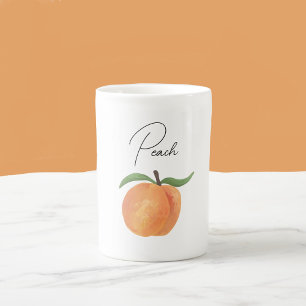 Cute Painted Peach Fruit Illustration  Bone China Mug