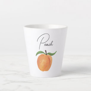 Cute Painted Peach Fruit Illustration Latte Mug