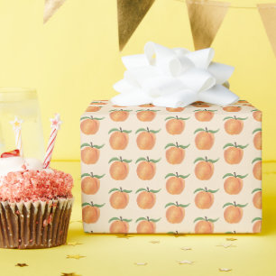 Cute Painted Peach Fruit Illustration Wrapping Paper