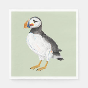 Cute painted puffin napkin