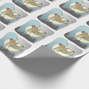 Cute painted puffin wrapping paper