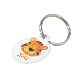 Cute painted tiger cat name and details pet tag