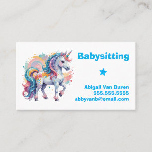 Cute Painted Unicorn Babysitter Nanny Daycare Business Card