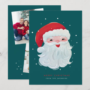 Cute, painted Vintage Santa Claus photo design Holiday Card